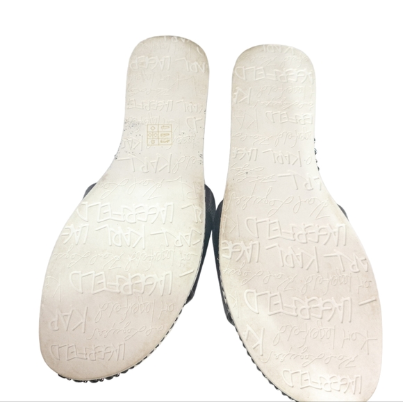 Karl Lagerfeld Paris Bijou Embellished Slide Sandal Silver - Picture 5 of 5